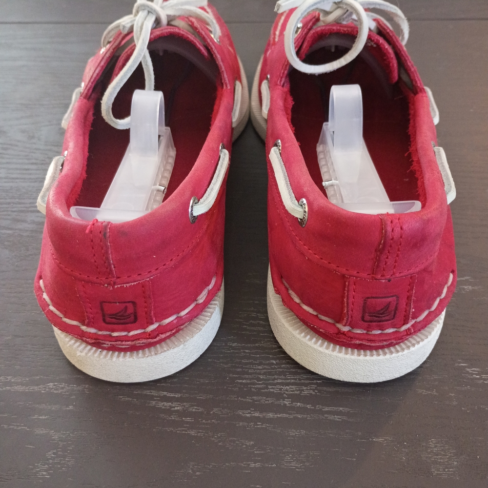 Sperry Red Suede Boat Shoes with White Accents. NEW Men's 9.5M - Picture 5 of 6